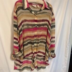 Chico's Multicolor Striped Button-Down Shirt Size 3